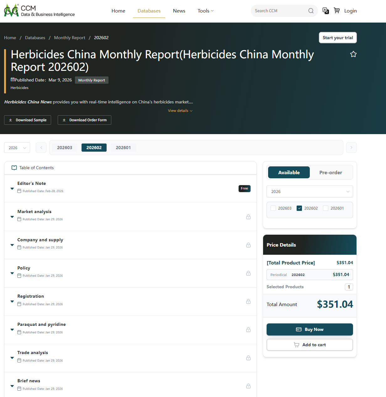 Herbicides China Monthly Report 202602